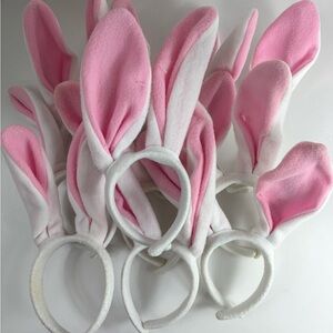 Pink and White Bunny Ear Headbands 10 pack